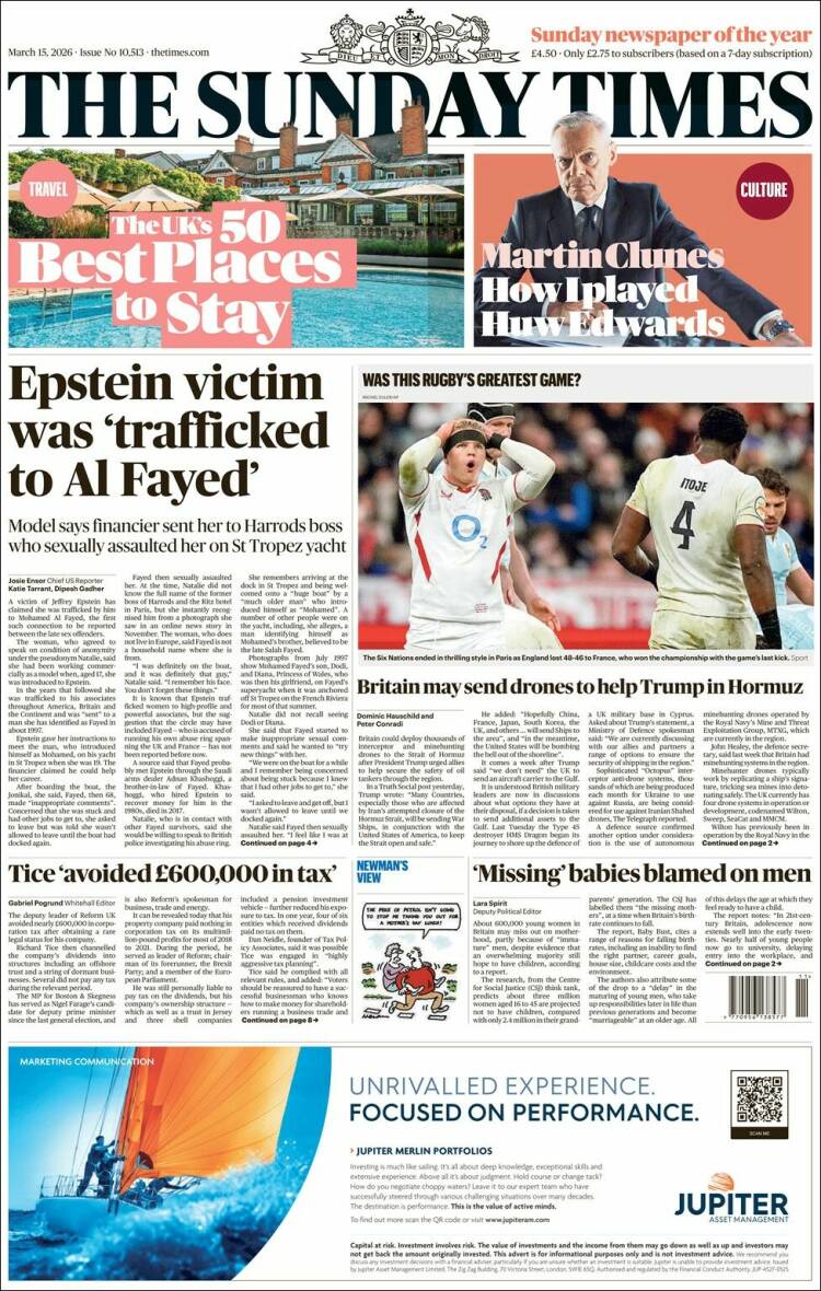 Portada de The Times (United Kingdom)