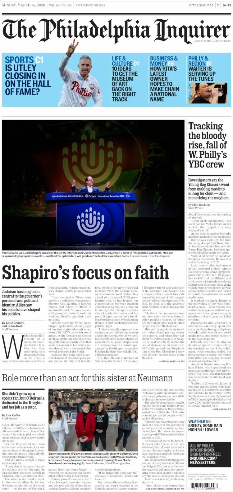 Portada de Philadelphia Inquirer (USA)