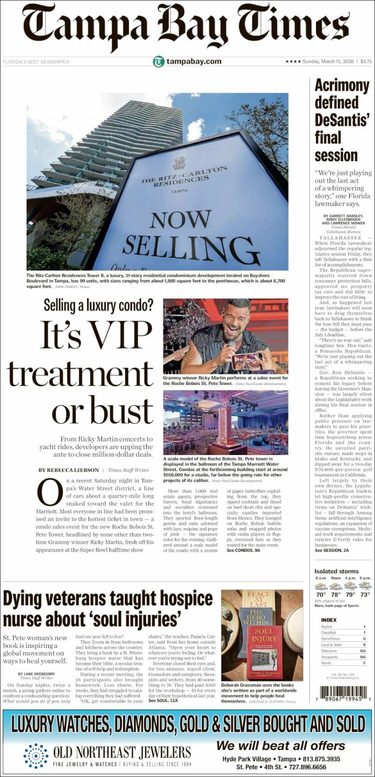 Portada de Tampa Bay Times (USA)