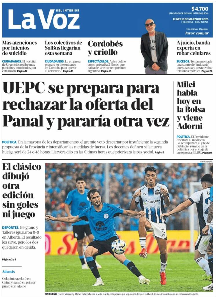 Portada de La Voz del Interior (Argentina)