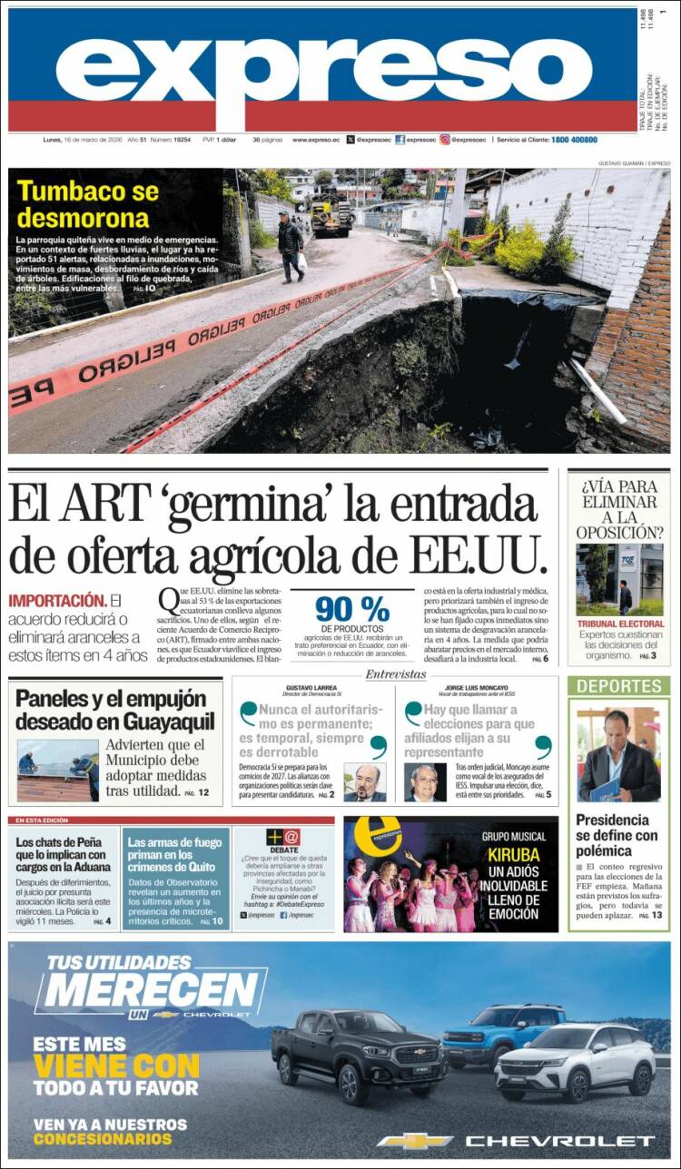 Portada de Expreso (Ecuador)