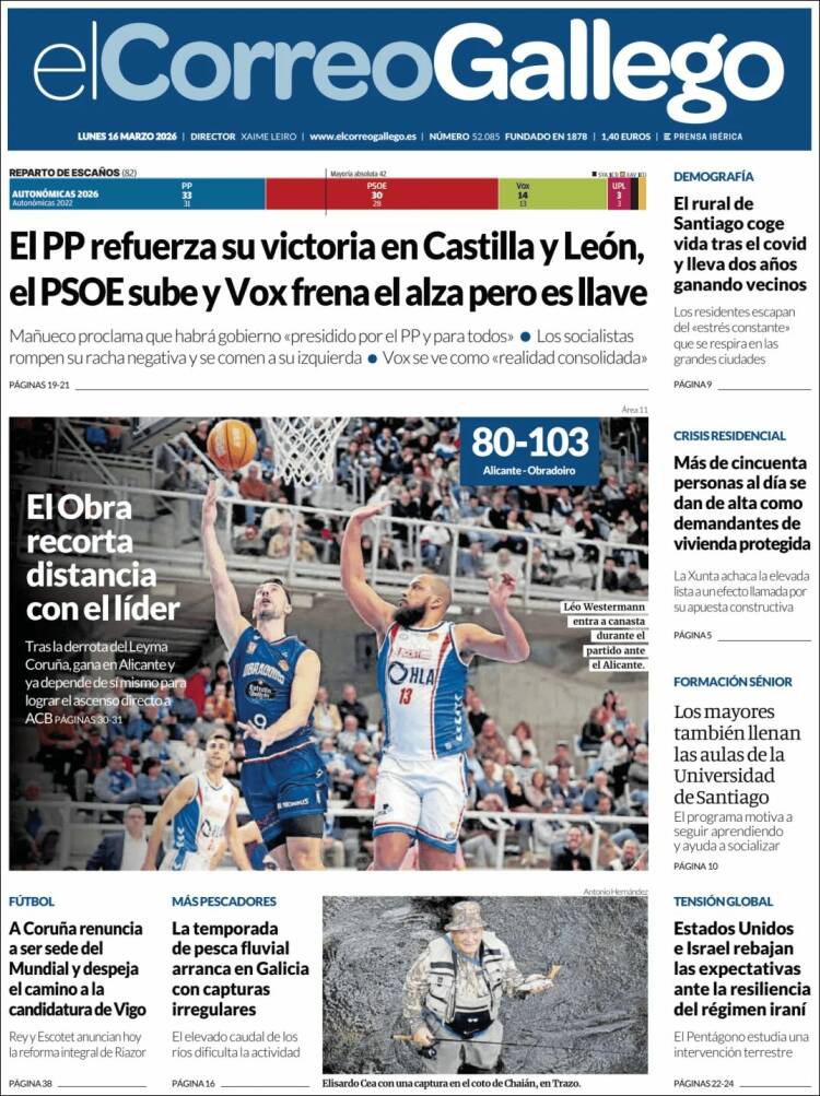 Portada de El Correo Gallego (Espa&ntilde;a)