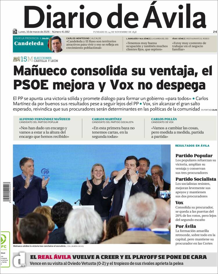 Portada de Diario de Ávila (Espa&ntilde;a)