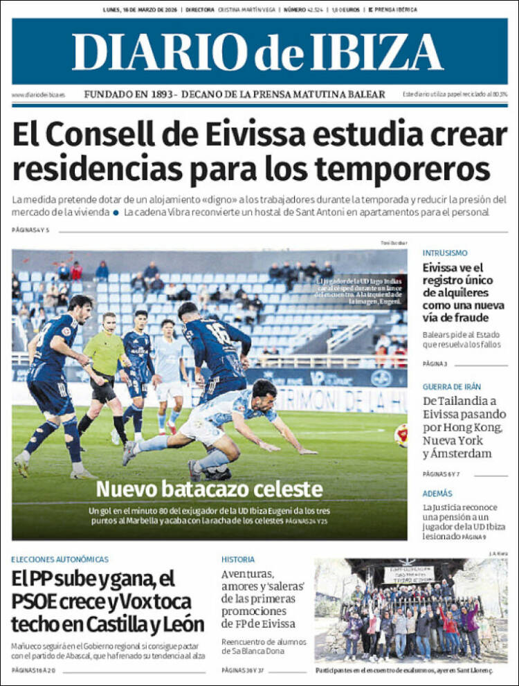 Portada de Diario de Ibiza (Espa&ntilde;a)