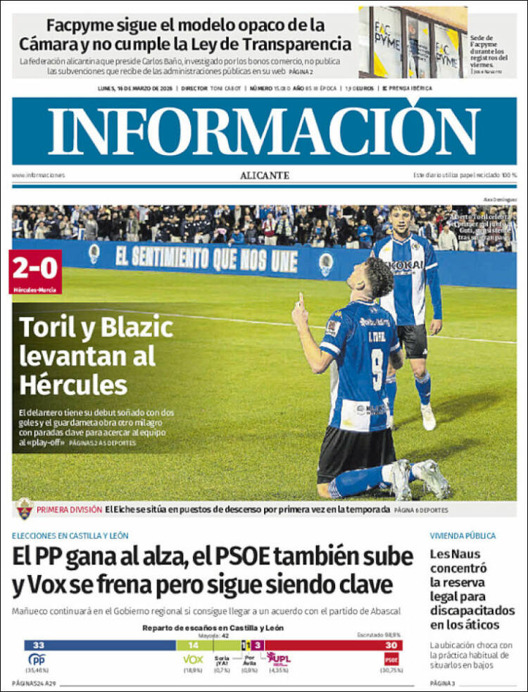 Portada de Diario Información (Espa&ntilde;a)