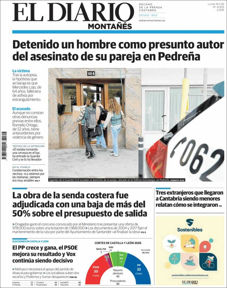 Portada de El Diario Montañés (Espa&ntilde;a)