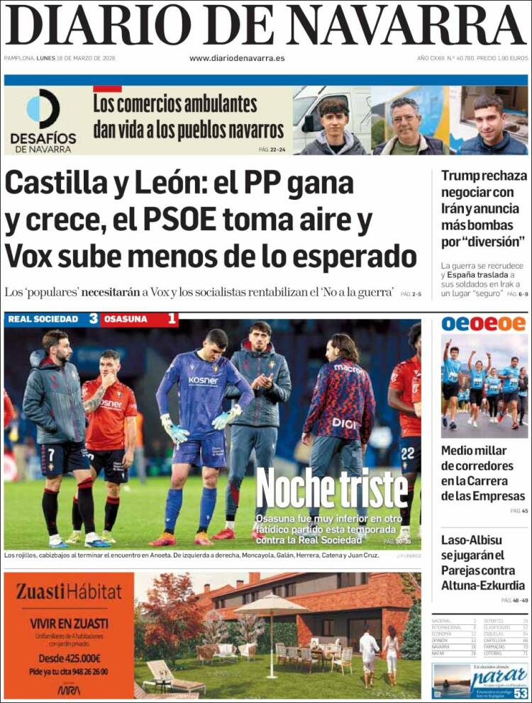 Portada de Diario de Navarra (Espa&ntilde;a)