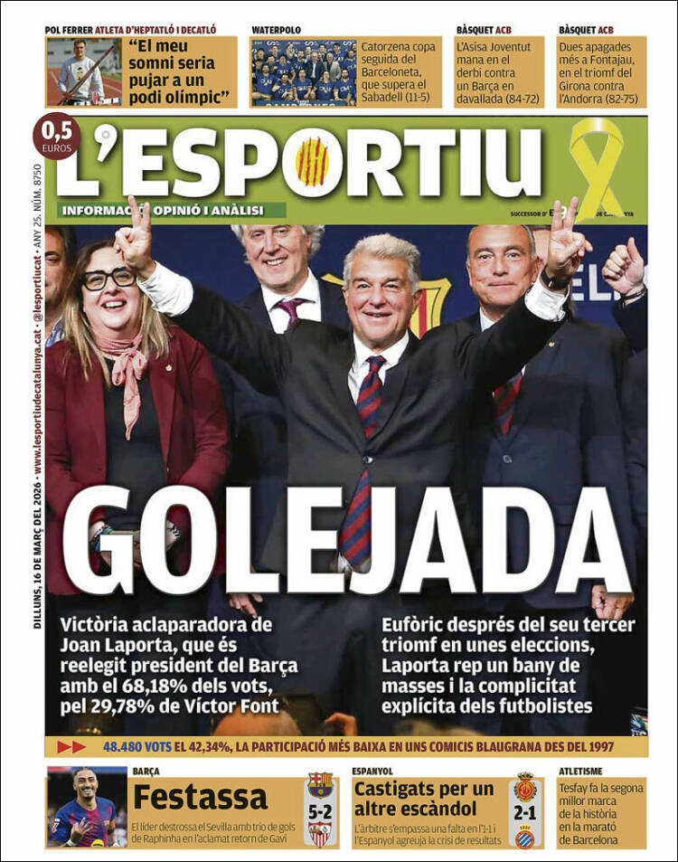Portada de L'Esportiu (Espa&ntilde;a)