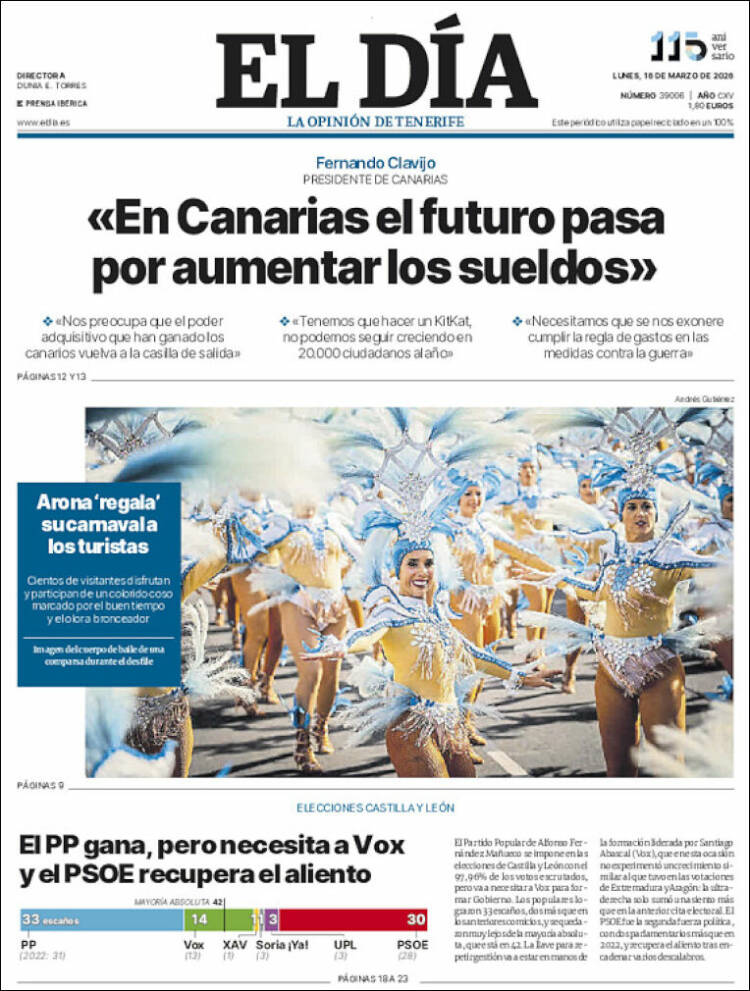 Portada de El Día (Espa&ntilde;a)