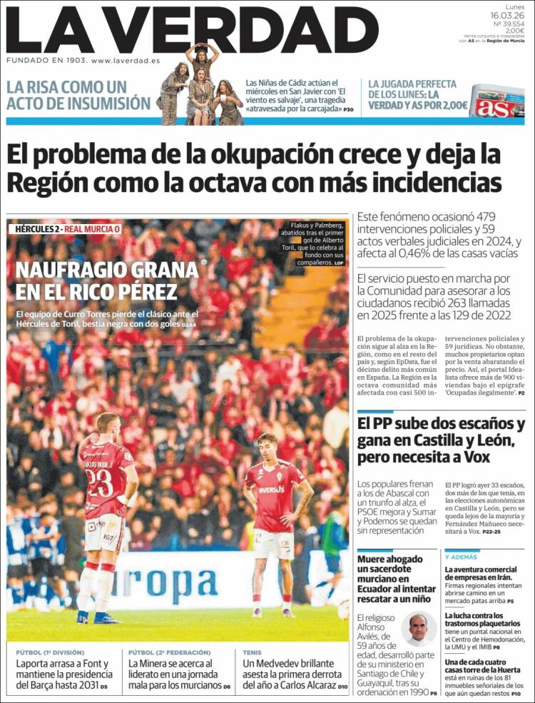 Portada de La Verdad de Murcia (Espa&ntilde;a)