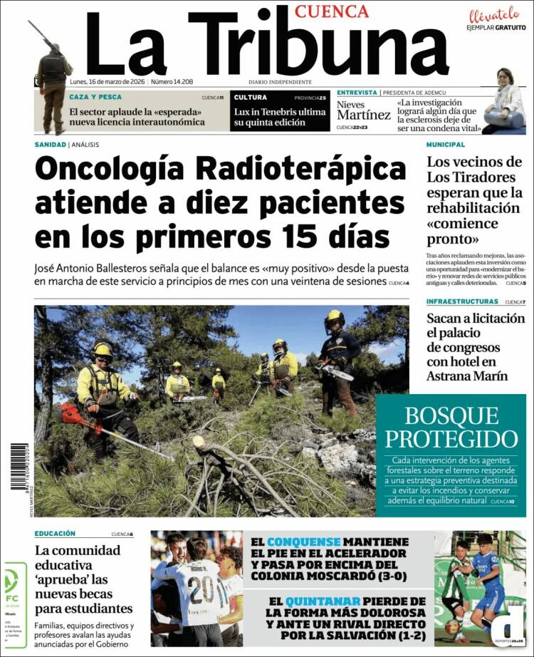 Portada de La Tribuna de Cuenca (Espa&ntilde;a)