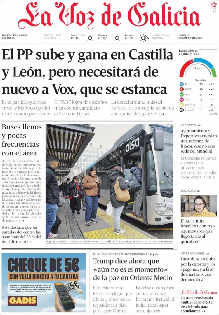 Portada de La Voz de Galicia (Espa&ntilde;a)