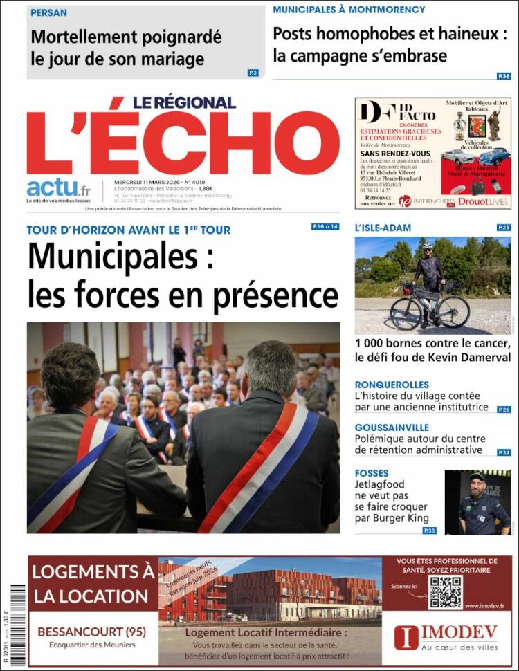 Portada de L'Echo de la Haute-Vienne (Francia)