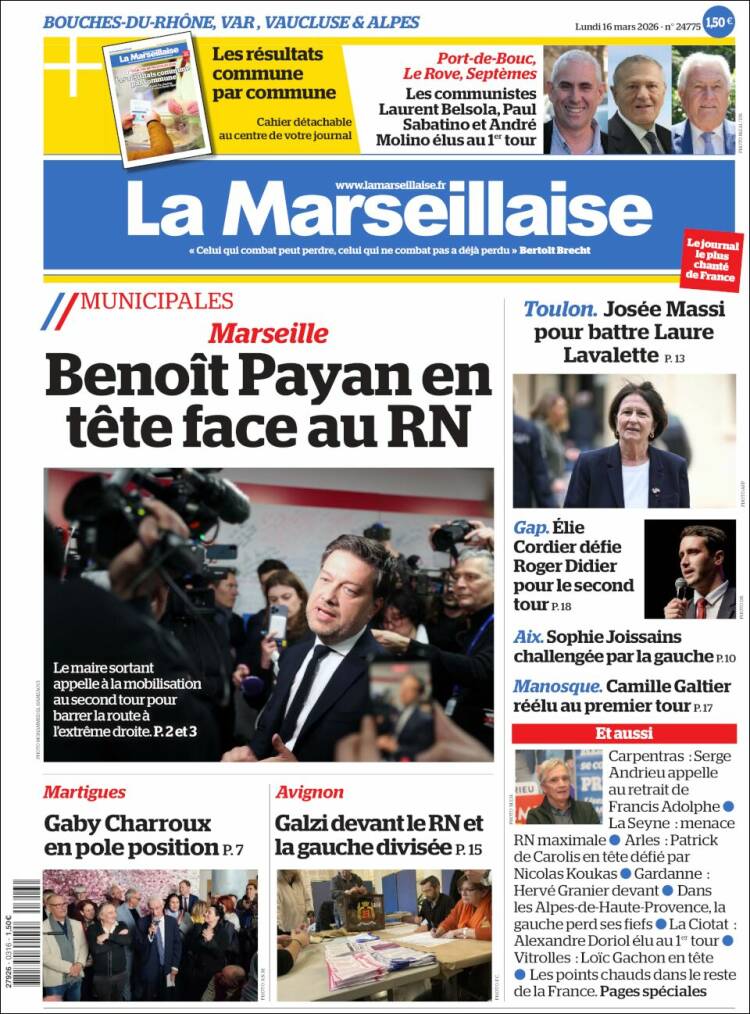 Portada de La Marseillaise (Francia)