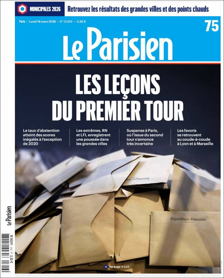 Portada de Le Parisien (Francia)