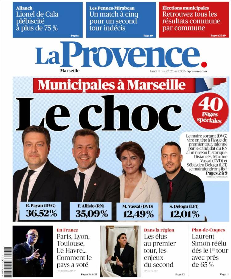 Portada de La Provence (Francia)