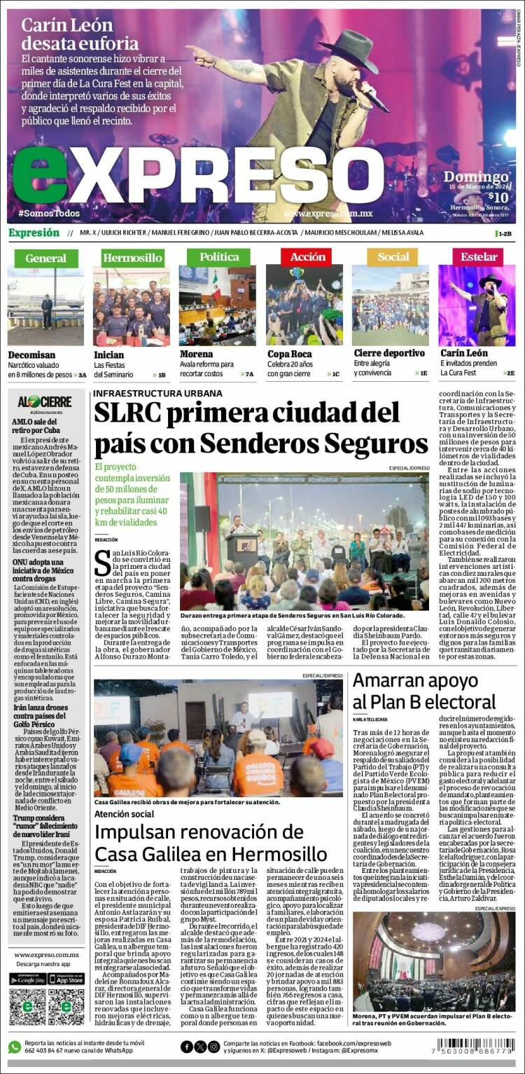 Portada de Expreso (M&eacute;xico)