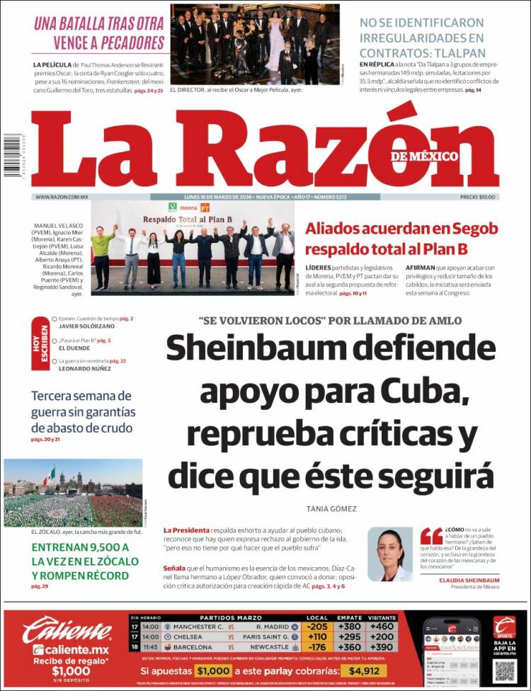 Portada de La Razón (M&eacute;xico)