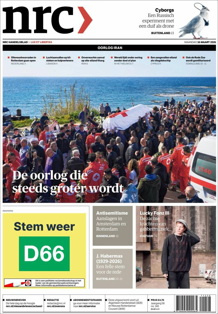 Portada de NRC Handelsblad (Pa&iacute;ses Bajos)