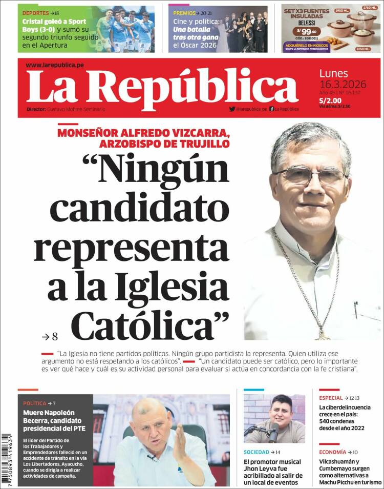 Portada de La Republica (Per&uacute;)