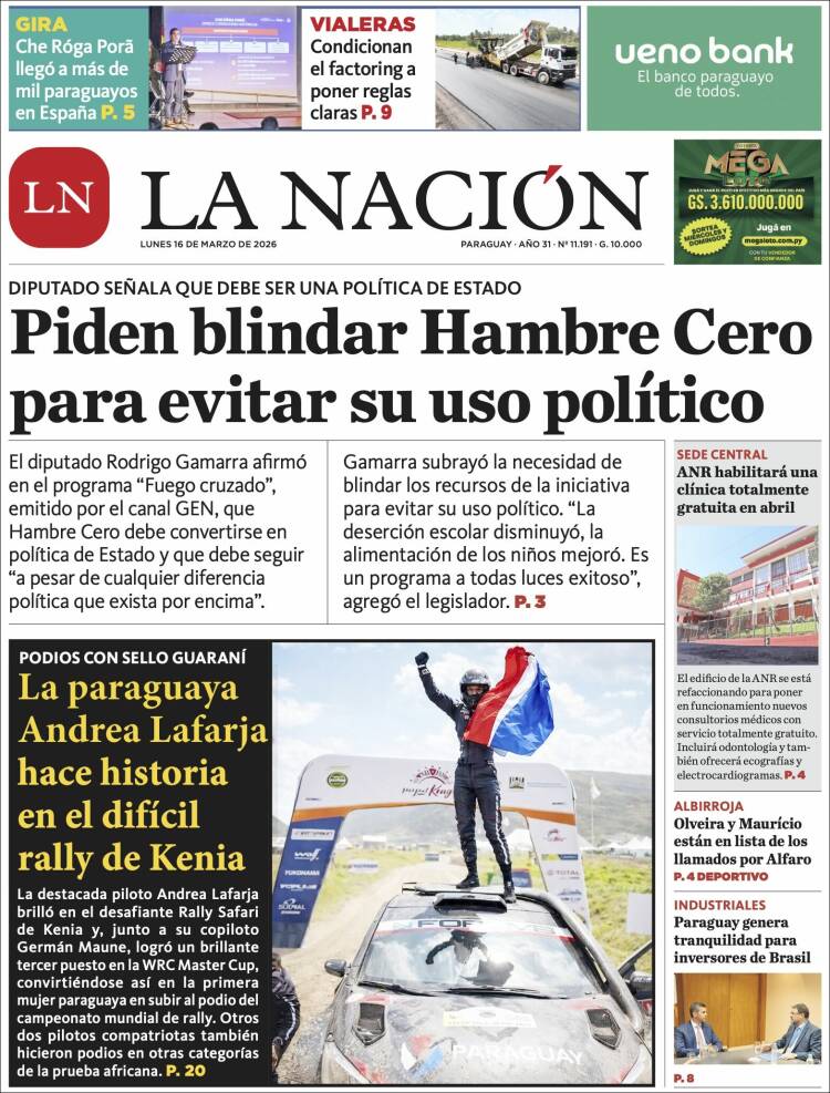 Portada de La Nación (Paraguay)