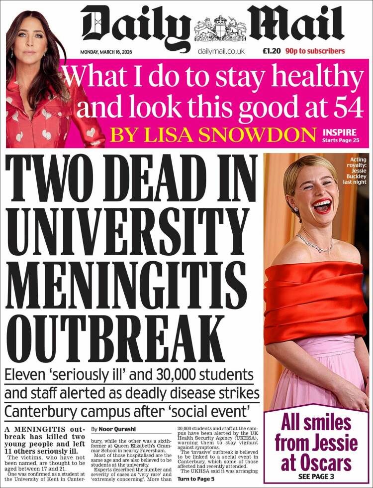 Portada de Daily Mail (Reino Unido)