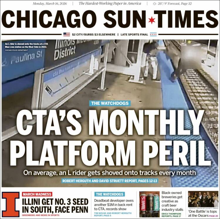 Portada de Chicago Sun-Times (USA)