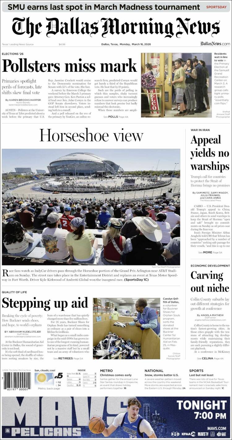 Portada de Dallas Morning News (USA)