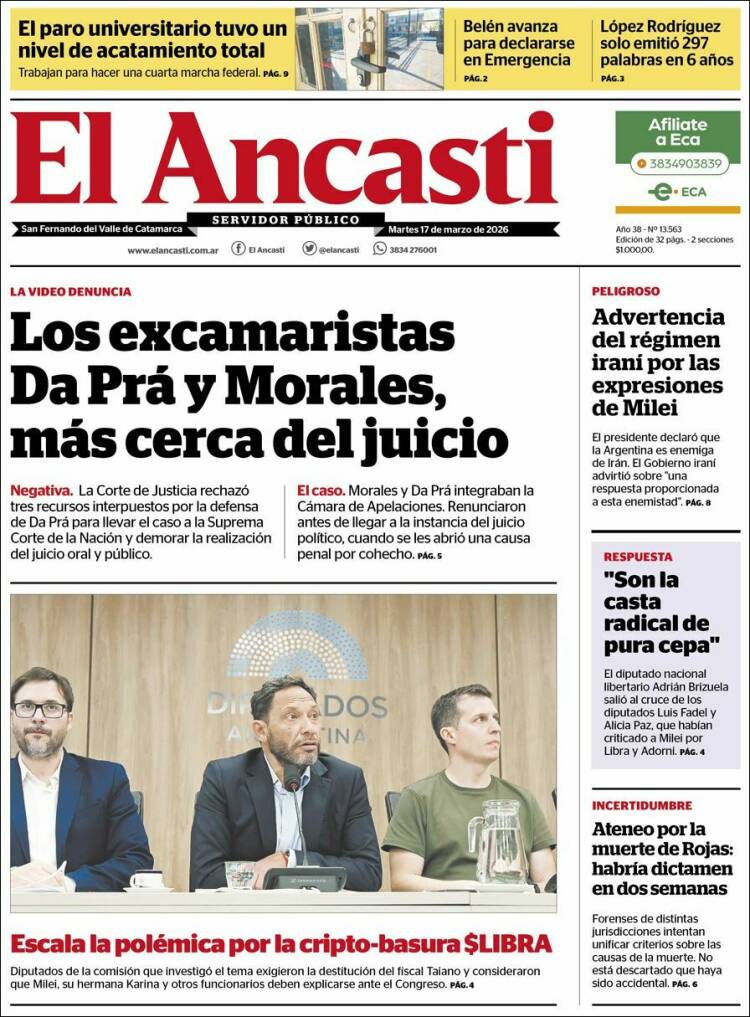 Portada de El Ancasti (Argentina)
