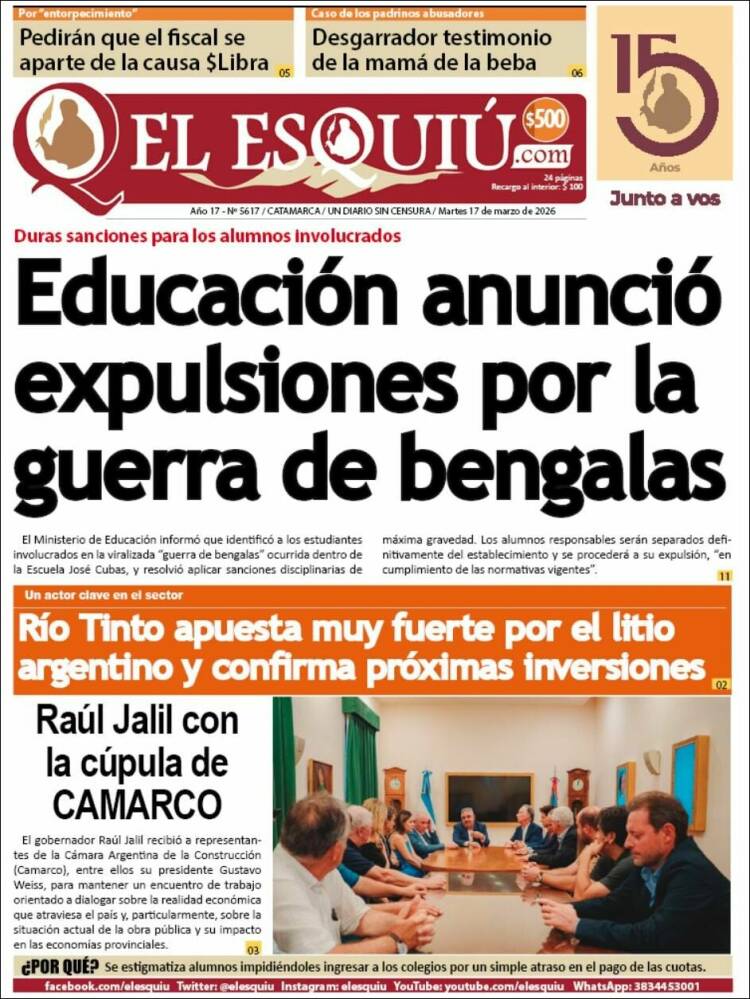 Portada de El Esquiu (Argentina)
