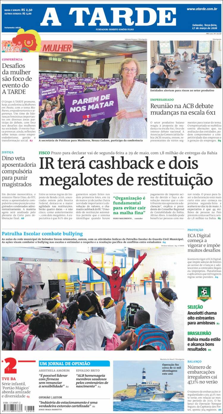 Portada de Diário A Tarde (Brasil)