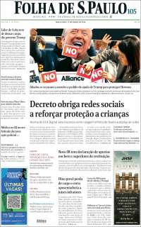 Portada de Folha de São Paulo (Br&eacute;sil)