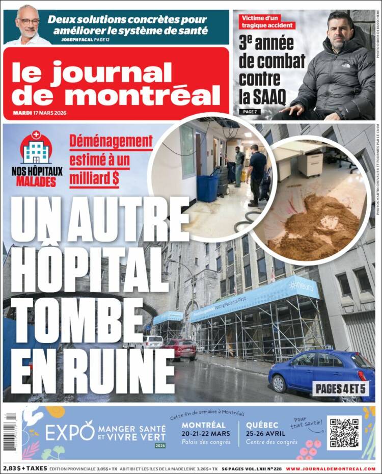 Portada de Le Journal de Montréal (Canad&aacute;)