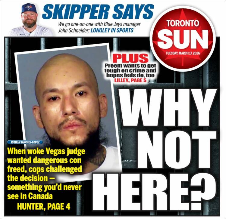 Portada de The Toronto Sun (Canad&aacute;)
