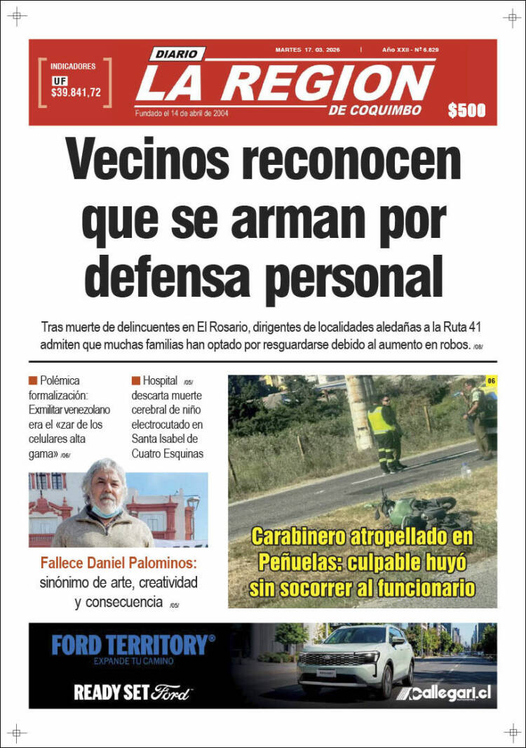 Portada de Diario La Región de Coquimbo (Chile)