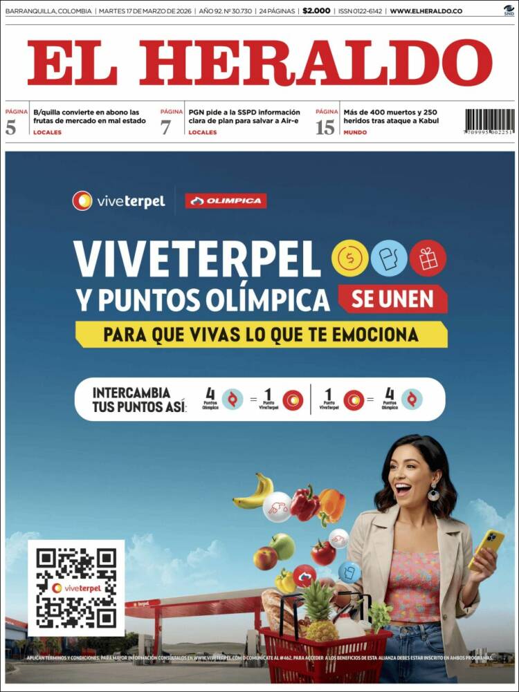 Portada de El Heraldo (Colombia)