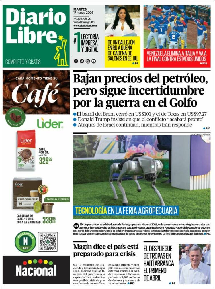 Portada de Diario Libre (R. Dominicana)