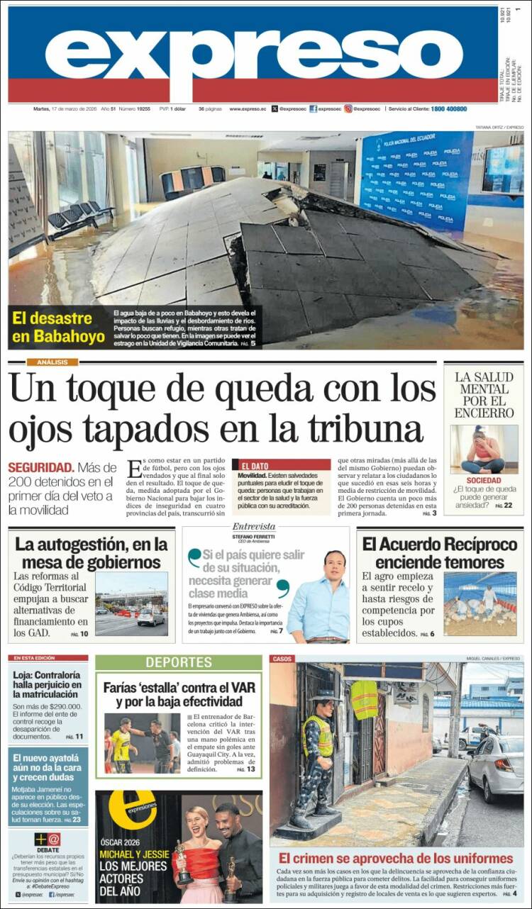 Portada de Expreso (Ecuador)