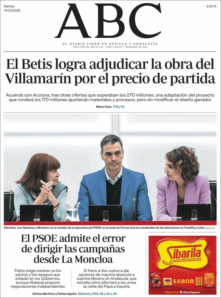 Portada de ABC - Sevilla (Espa&ntilde;a)