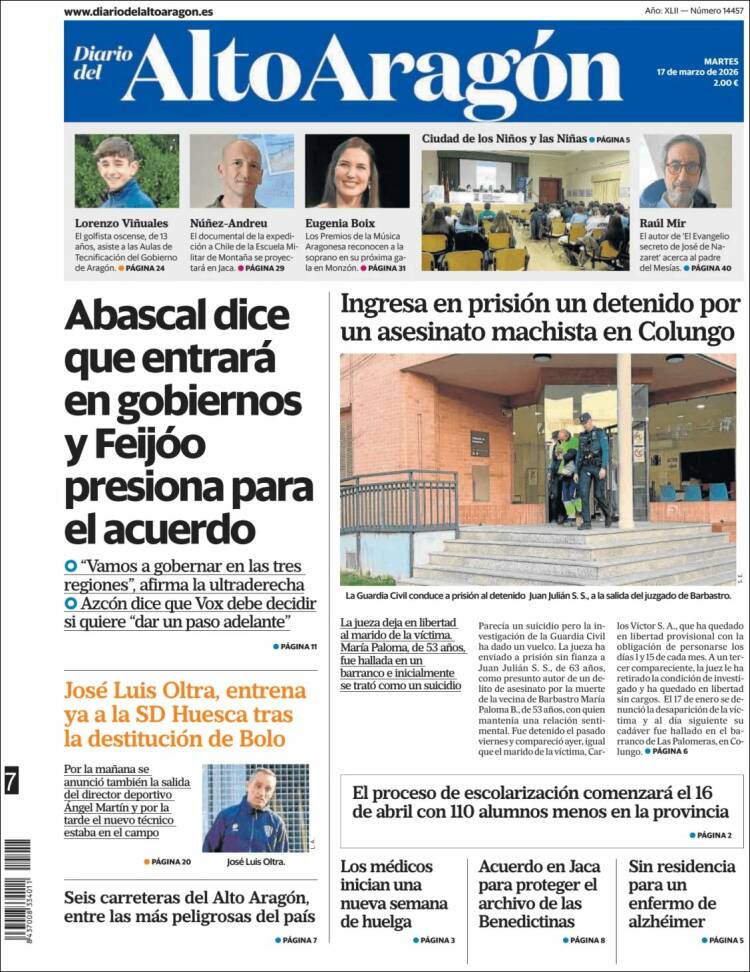 Portada de Diario del AltoAragón (Espa&ntilde;a)