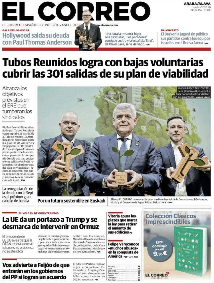 Portada de El Correo - Álava (Espa&ntilde;a)
