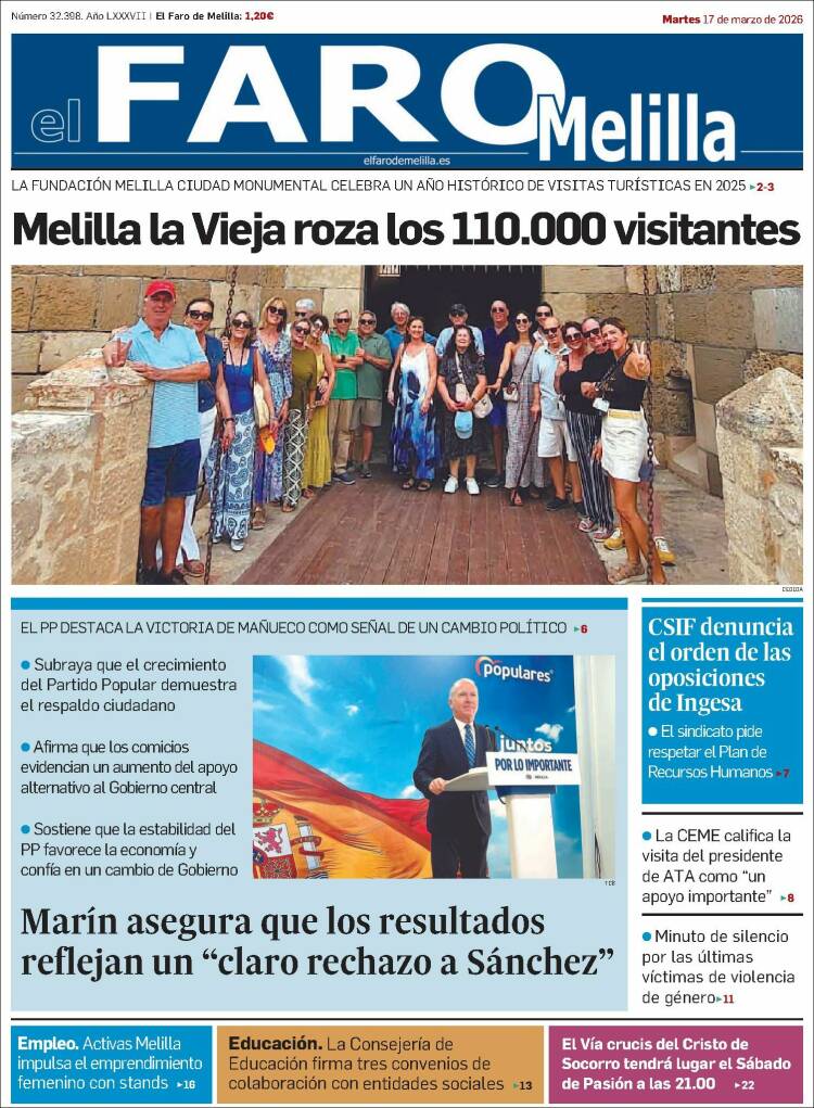 Portada de El Faro de Melilla (Espa&ntilde;a)