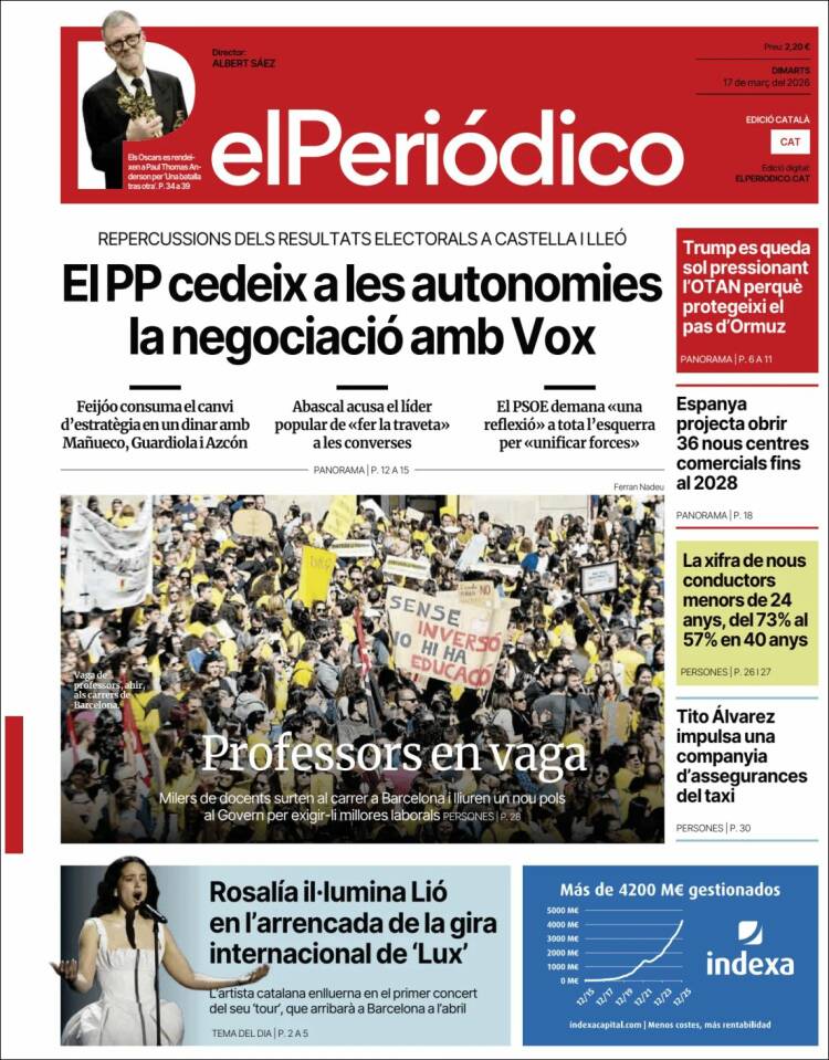 Portada de El Periódico de Catalunya (Espa&ntilde;a)