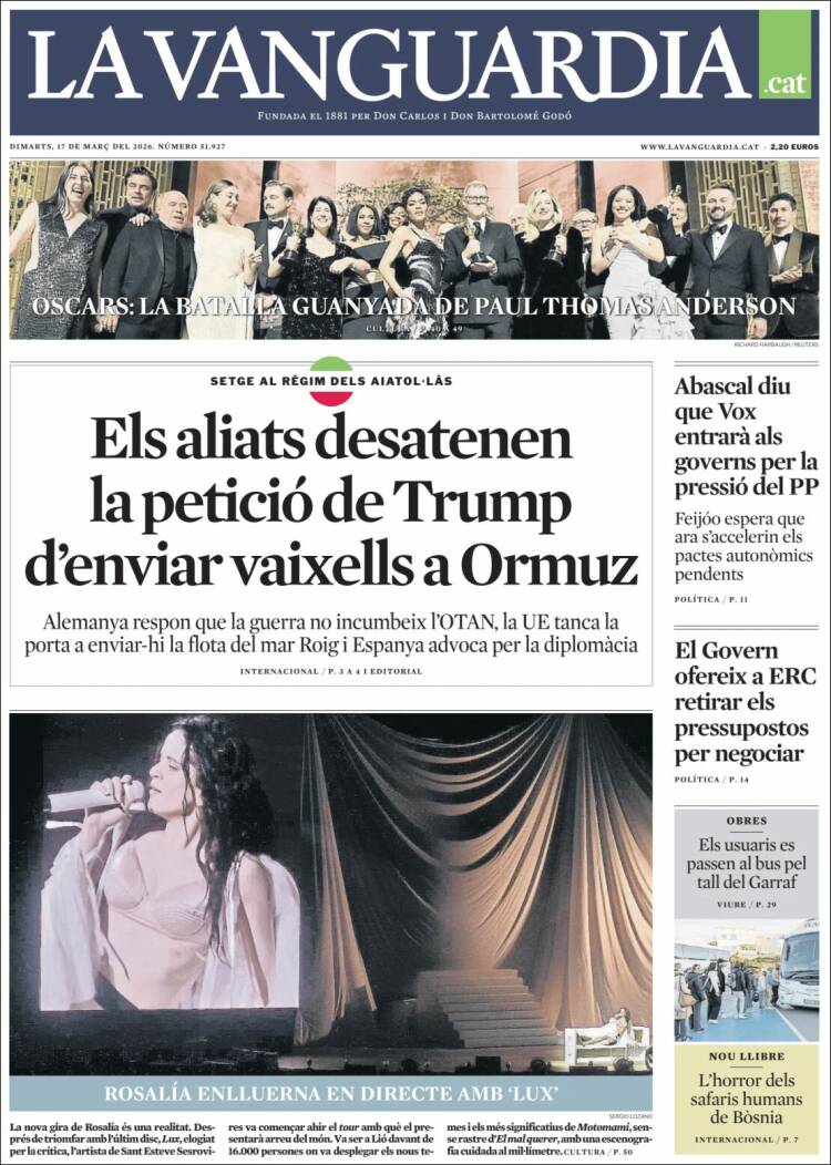 Portada de La Vanguardia (Espa&ntilde;a)