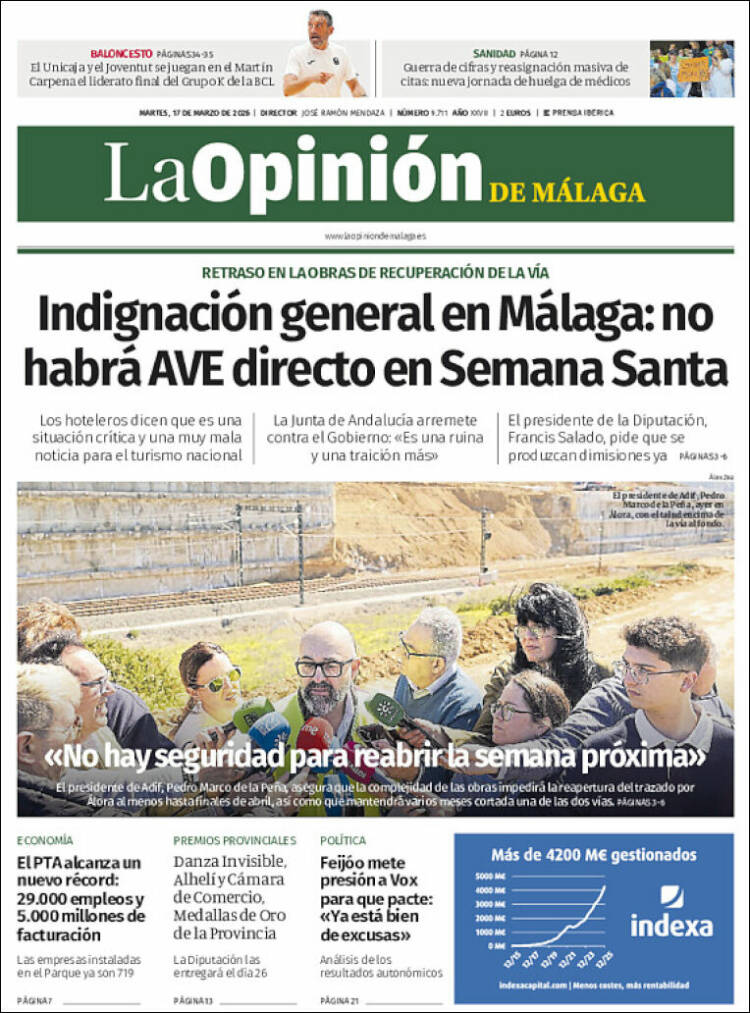 Portada de La Opinión de Málaga (Espa&ntilde;a)