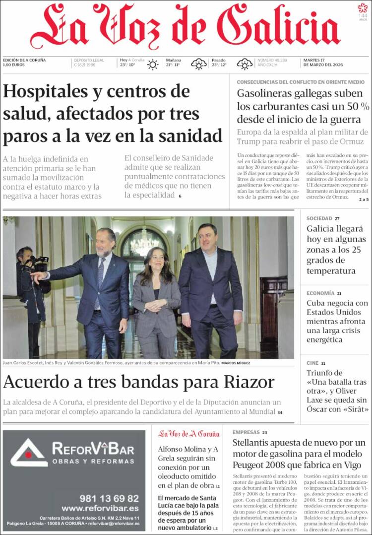 Portada de La Voz de Galicia (Espa&ntilde;a)