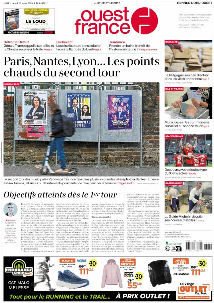 Portada de Ouest France (Francia)