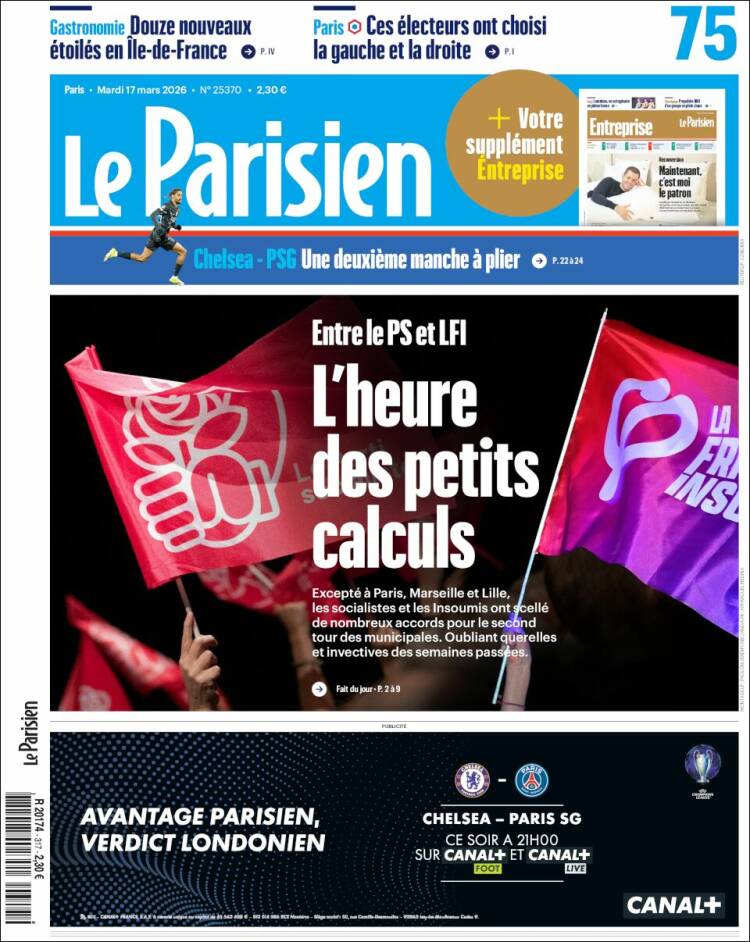 Portada de Le Parisien (Francia)