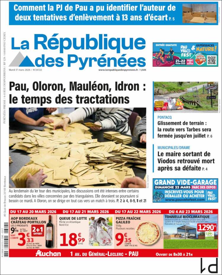 Portada de La République des Pyrénées (Francia)