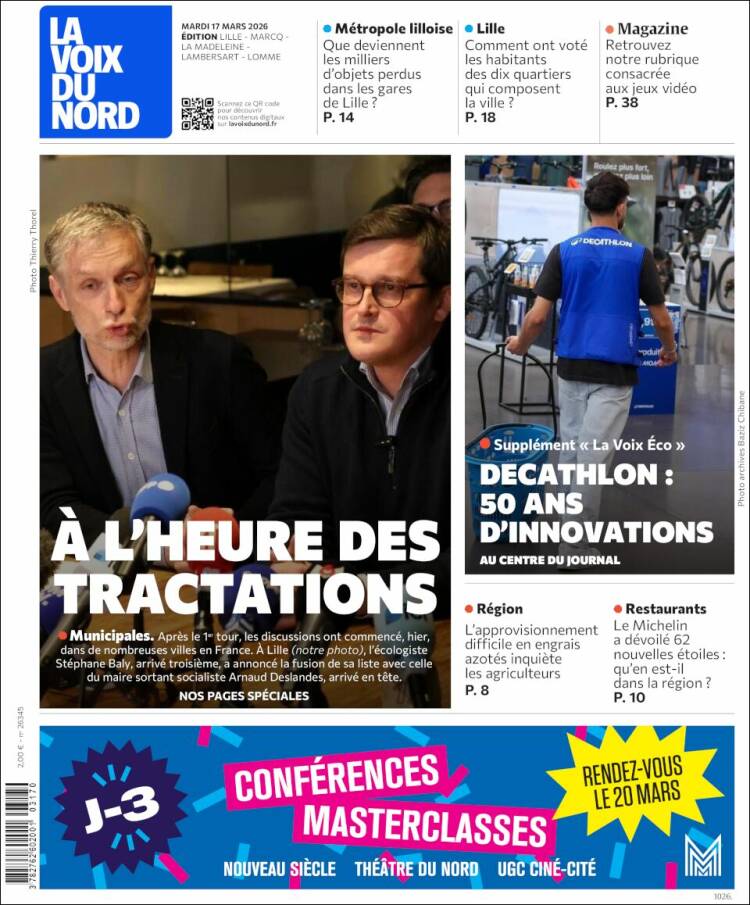 Portada de La Voix du Nord (Francia)